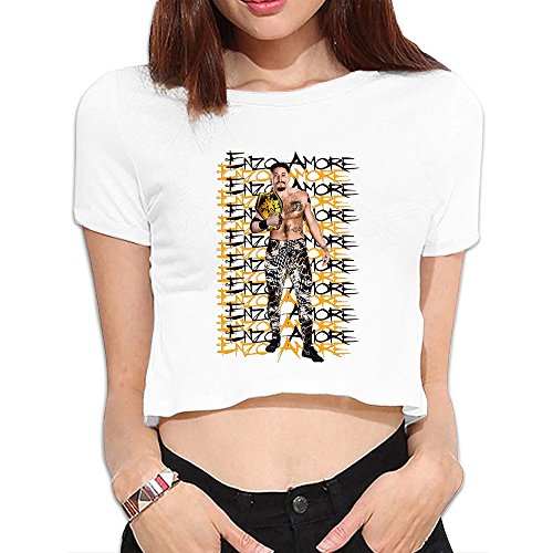 Enzo Amore Eric Arndt 2016 Poster Women's White Crop Tops Outfits T Shirts
