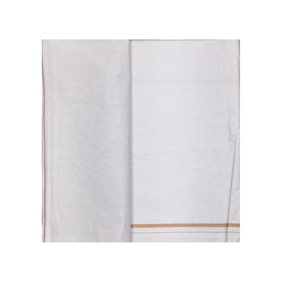 CENTURY Men's Cotton Unstitched Paramsukh Dhoti for Mundus (White; Free Size) - Pack of 2