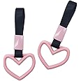 gunhunt 2 PCS Car Heart Shaped Handle Straps, Decorate Warning Lanyard, Drifting Charm Rear Bumper Lanyard, Automobile Universal Interior Braided Car Loop (Black & Pink)