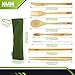 Newman Ware Bamboo Utensils Set, 8-Piece Travel Utensil, Eco-Friendly Bamboo Cutlery Set, Lightweight, Compact, Portable and Reusable Utensils with Case - Wooden Kitchen Kit