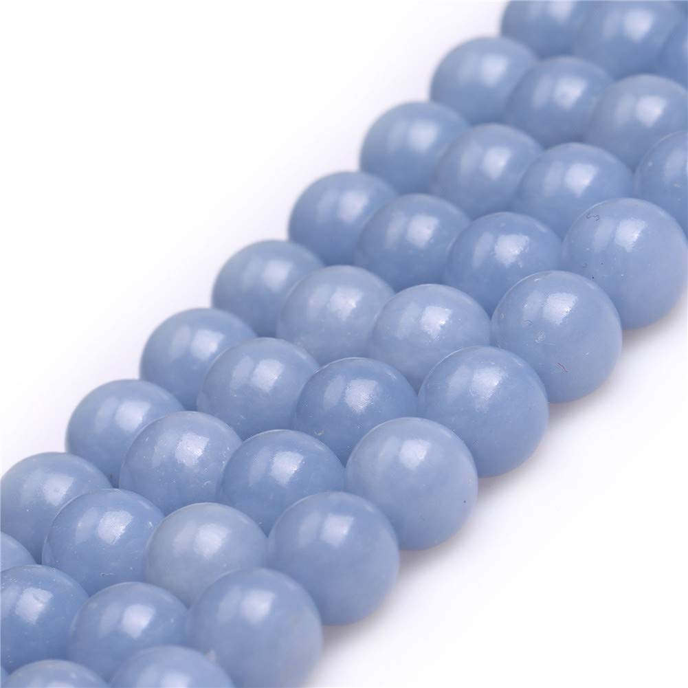 Natural Blue Anglite Stone Gemstone Semi Precious Round 8mm Beads for Jewellery Making DIY Bracelet Necklace Crafts 15''