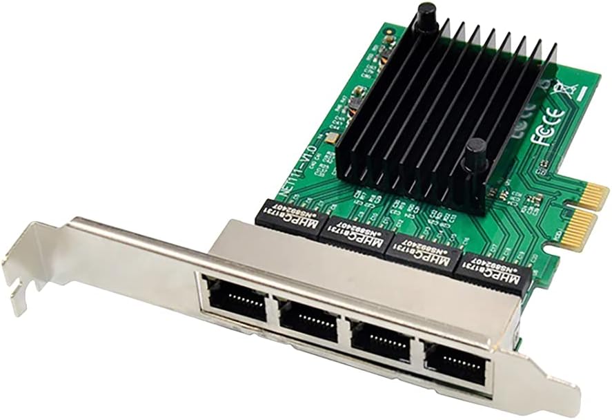 Peowuieu 4 Port Gigabit Ethernet NIC PCI-E X1 Server Network Card Adapter ROS