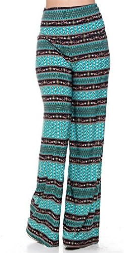 Women's Floral Print Chevron With Folded Waist Palazzo Pants