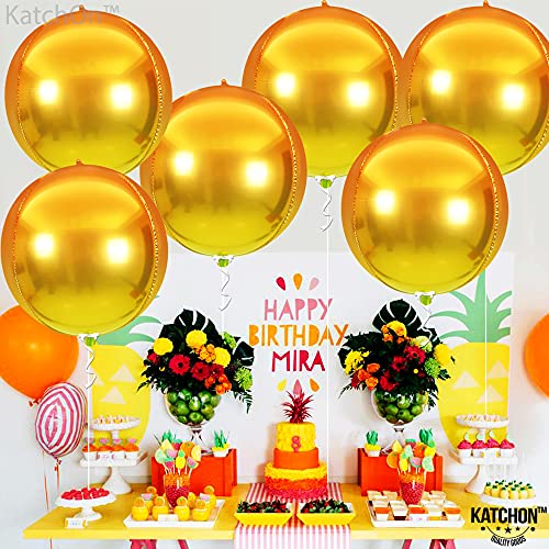 Big 22 Inch Metallic Gold Foil Balloons Pack of 6 Mirror Finish 4D