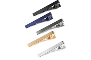 vivinin 5P Tie Clips For Men, 5 Different Color Tie Bar, Stainless Steel Tie Clip For Business, Wedding, Anniversary, Father's Day Gifts and Daily Life