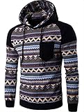 Acquaa Men Casua Ethnic Hedging Pocket Hoodies Sweater