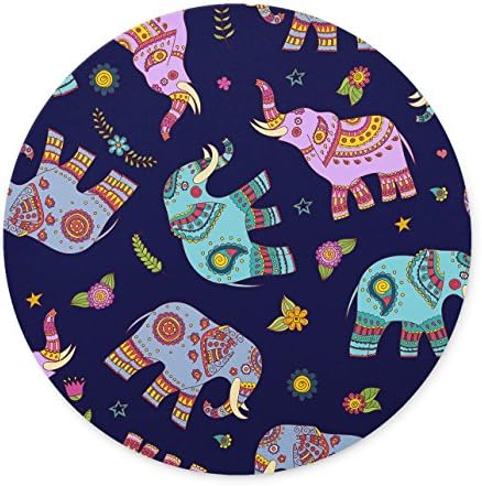 Newing Ethnic-Style Elephant Groups Mouse pad, Natural Rubber Round Mouse Pad, Quality Creative Wrist-Protected Wristbands Personalized Desk, Round Mouse Pad