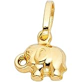 14k REAL Yellow Gold Elephant Charm Pendant - 4 Different Size Available