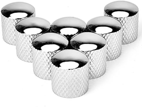 8pcs Electric Guitar Bass Dome Control Tone Knobs Heavy Chrome Metal Silver for Fender Tele Replacement