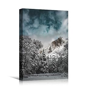 signwin Canvas Wall Art Winter Forest Cool Dramatic...