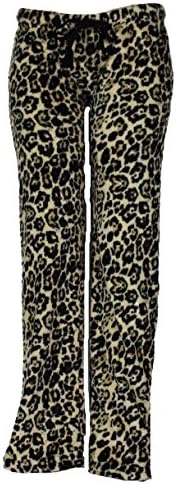 Body Frosting Women's Super Plush Fuzzy Pajama Lounge Pants (X-Large, Classic Leopard Print)