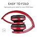 FX-Viktaria Dual Mode Wireless Headset, On Ear Headphone Foldable,Stereo Headset Lightweight Design, Soft, Compatible with iPods, iPhones, iPads, Smartphones, Tablets, Laptops and PC – (Black with Redthumb 2