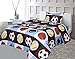 Golden Linens Twin 3 Pieces (Fitted, Flat Sheet and Pillow Case) Printed Printed Navy Blue, Sky Blue, Brown, Orange Kids Sports Basketball Football Baseball Kids Sheets Bed Cover # 02 Twin Sheet