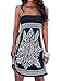 Inital Women's Dress Bathing Suit Coverup Floral Print Bohemian Beach Dress (Large, Navy-1)