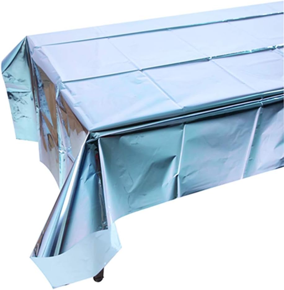 Egurs foil metallic tablecloth for party, 2.7 x 1m Christmas decoration tablecloth, Christmas birthday decorative tablecloth. blue