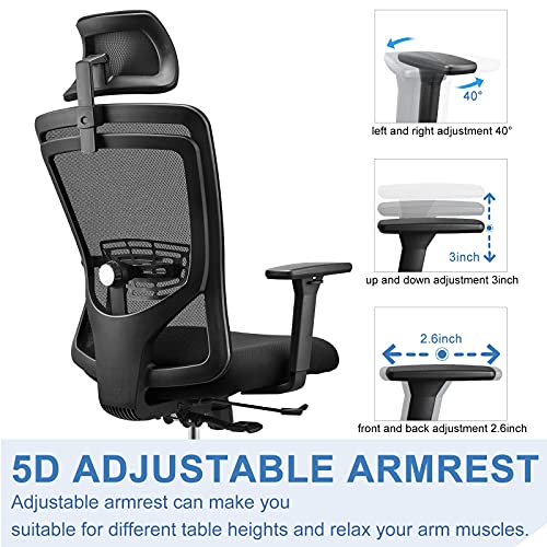 Ergonomic Office Chair, LMIKAF Adjustable Mesh Office Chair with 5D