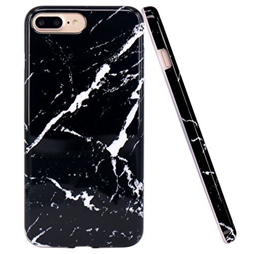 iPhone 7 Plus Case, JAHOLAN White Marble Design Clear Bumper Glossy TPU