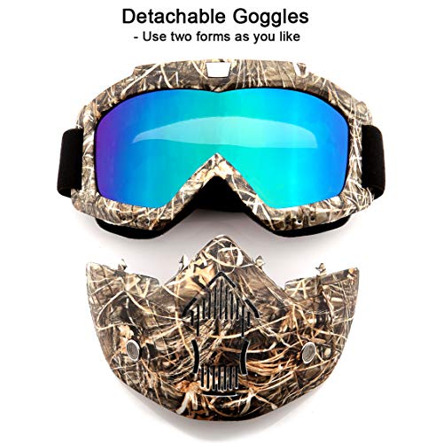 image for SPOSUNE Motorcycle Goggles Detachable Face Mask, ATV Dirt Bike Off Roa