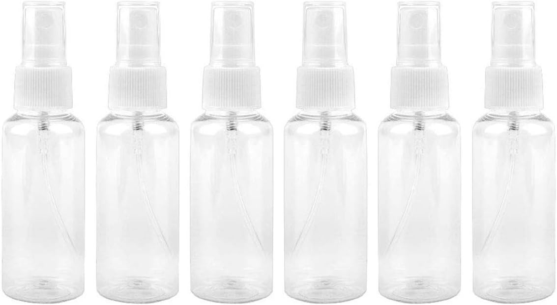 UMISKAM 6 Pcs Empty Spray Bottles,Refillable Container for Essential Oils,Cleaning- Durable Trigger Sprayer with Mist Stream Settings (6 * 50ML, Clear)