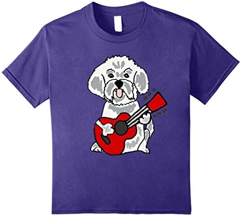 Kids Smiletodaytees Funny Bichon Frise Dog Playing Guitar T-shirt 12 Purple