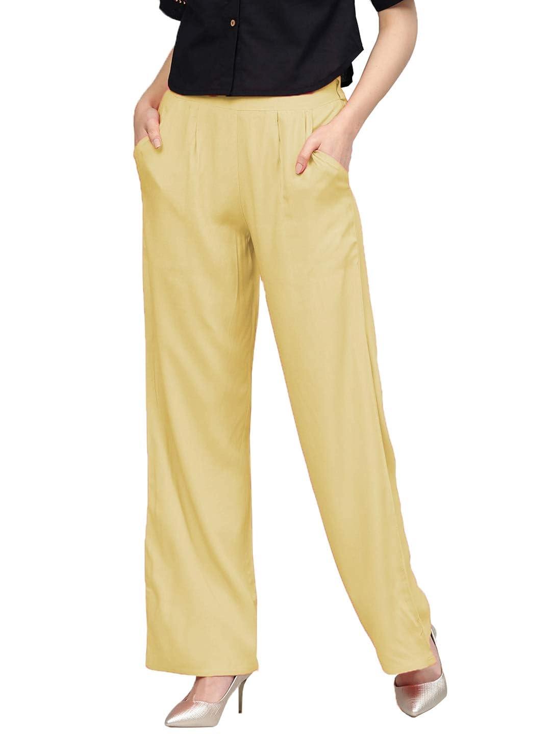 saundarya palazzo pant, rayon fabric, solid colour, comfortable & stylish