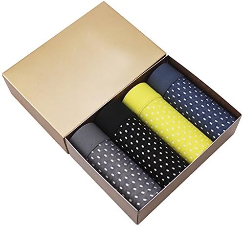 uskincare 4 Pieces Pack Men Boxers Shorts Cotton Hollow Breathable Soft Underpants (4 Pcs-Gray+Black+Yellow+Blue, 3XL)