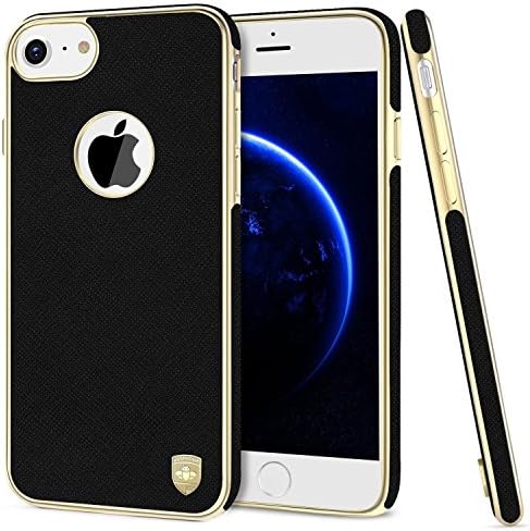 iPhone 7 Case, iPhone 8 Case, Luxury PU Leather Cloth Protective Cover Case, Magnetic Electroplate Rubber Slim Cell Phone Case iPhone 7/8 Case (4.7 inch) - Black