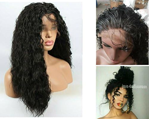 Celebrity Wow Factor 26 inch Big Density Water Curly Wave Lace Front Wig Glueless Natural Black
