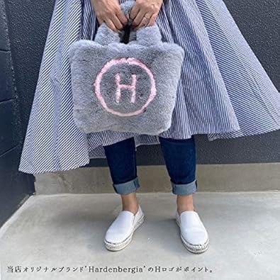 Amazon ファー バッグ トートバッグ レディース エコファー フェイクムートン ファーバッグ ハンドバッグ スナップボタン Hロゴ バッグ Hardenbergia ピンク グレー トートバッグ