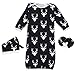 Baby Boys Girls Reindeer Sleeper Gown Hat No Scratch Mittens 3Pcs Outfit Clothes Size 0-12 Months/S (Black)