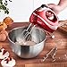 VonShef RED 250W Hand Mixer Whisk With Chrome Beater, Dough Hook, 5 Speed and Turbo Button + FREE Balloon Whisk