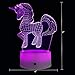 3D Led Illusion Lamp,Unicorn 3D Night Light,Touch Table Desk Light with Remote Control， Perfect Gifts Toys for Children Kids