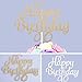 2 Pack Gold and Silver Happy Birthday Cake Topper Glitter Party Event Decorations