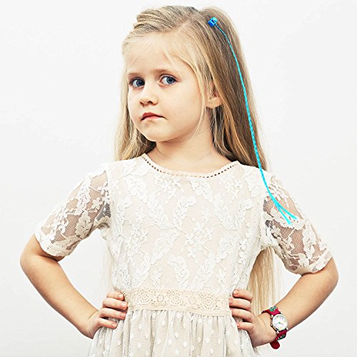 Bememo 21 pieces Nylon Braided Hair Neon Hair Braid Extensions Attachments with Neon Clip Snaps for Birthday Party Favors and Children Performance, 7 Colors