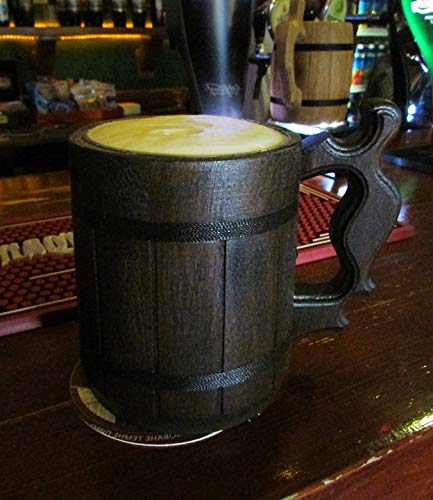 Handmade Beer Mug Oak Wood Stainless Steel Cup (20 OZ). Men Eco-Friendly Souvenir Handmade Retro Brown. Vintage Bar accessories - Viking Wood Stein
