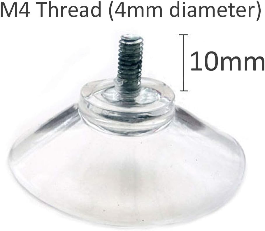 Suction Cups - 20 Pack of 40mm Clear Plastic Sucker Pads with Screw and Nut. 10mm long M4 thread - Image 3