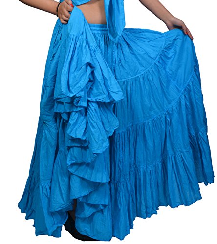 Wevez women s gypsy 25 yard solid color cotton skirt, o…