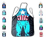 Starixx Funny Kitchen Apron, Cooking and Grilling with Superman, Batman, Wonder Woman or Santa Claus