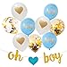 Baby Boy Shower Decorations, 13 Piece Set Includes Oh Boy Banner, Blue It’s a Boy Balloons, Confetti Balloons, Gold Heart Balloons and Baby Shower Planner for Memorable Event