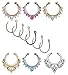 MTRSUE Fake Nose Ring,12Pcs Fake Septum Jewelry Nose Ring Hanger Clip On Clicker Crystal Piercing Non Piercing