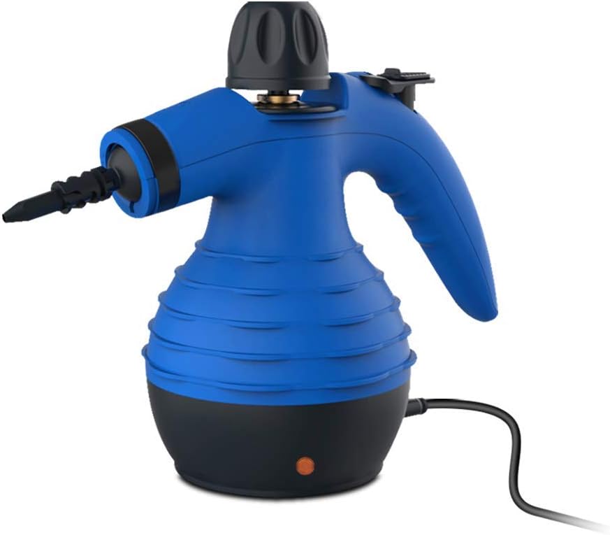 SteamClean Handheld Pressurized Cleaner 350 Milliliter Water Tank Capacity 9 Pieces Accessory Set Multipurpose Multisurface All Natural Chemical Steam Cleaning Home Auto Patio, Blue, M