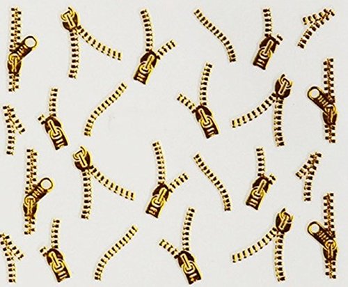 1 Set 3d Gold Zipper Nail Art Sticker Water Transfer Nails Wrap