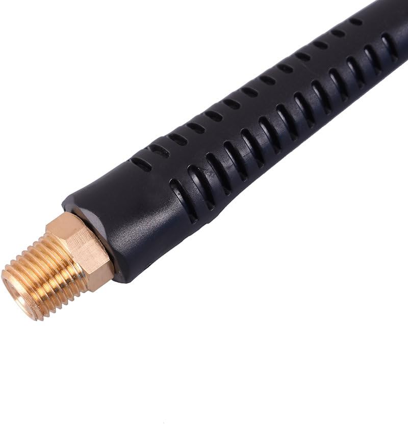 WYNNsky 25 Feet Polyurethane Coiled Air Compressor Hose, 1/4 Inch MNPT Brass Swivel Air Fittings with Bend Restrictor - - 