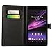 Sony Xperia Z Ultra XL39h Case, iCoverCase Flip PU Wallet Leather Case Stand Cover for Sony Xperia Z Ultra C6802 C6806 C6833 XL39h (Black)