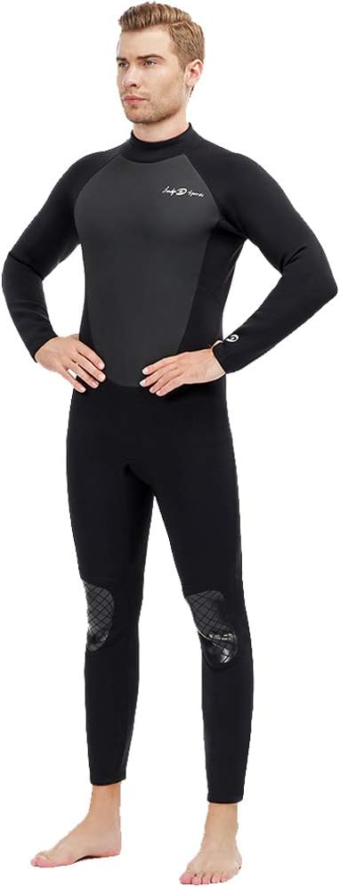 lockys sports Full Body Dive Wetsuit, 3mm Neoprene Wetsuit, Long Sleeve Swimwear with Adjustable Collar for Diving Surfing Snorkeling for Men