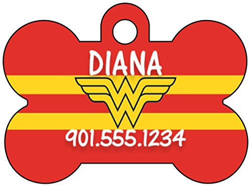 Wonder Woman Pet Id Tag for Dogs & Cats Personalized w/ Name & Number