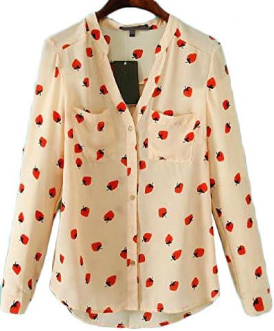 Kaxnheye Damen Strickjacke Mit Erdbeer-Print - V-Ausschnitt, Langarm, Leicht & Bequem | Lässige Freizeitjacke