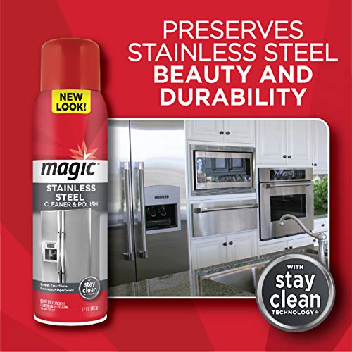 image for Magic Stainless Steel Cleaner Aerosol - 17 Ounce [6 Pack] - Removes Fi