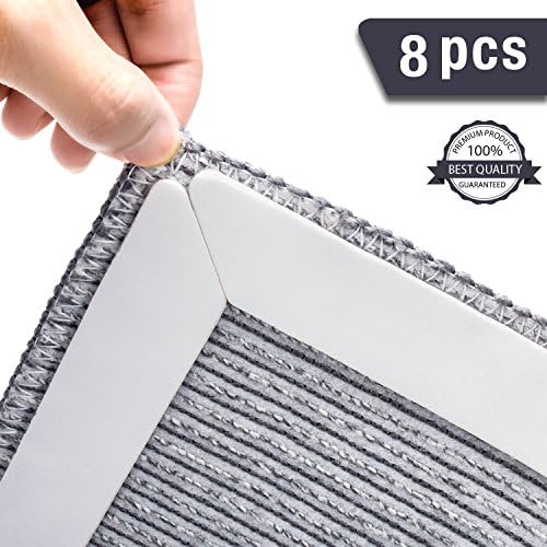 Rug Grippers, 8 pcs Anti Curling Rug Corner Gripper.Super Adhesion Carpet Tape,Keeps Your Rug in Place &amp; Makes Corners Flat.