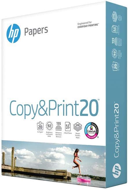 HP Printer Paper 8.5x11 Copy&Print 20 lb 1 Ream 500 Sheets 92 Bright Made in USA FSC Certified Copy Paper HP Compatible 200060 : Office Products